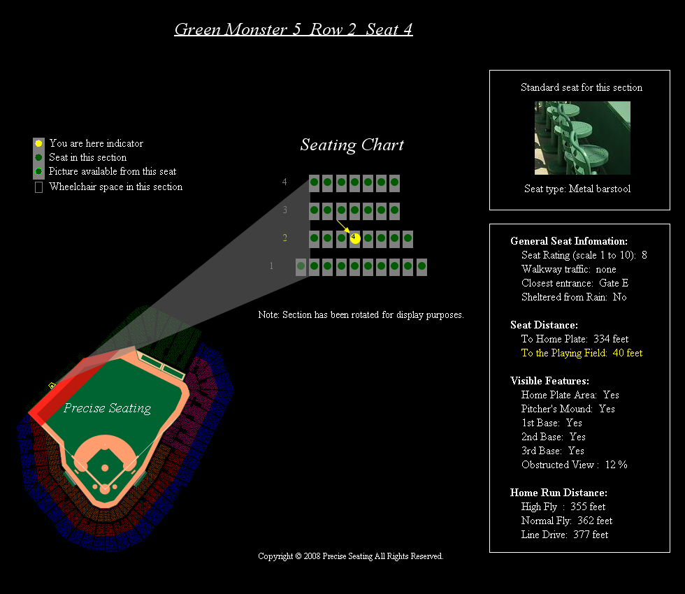 Fenway park seating chart precise seating llc samples